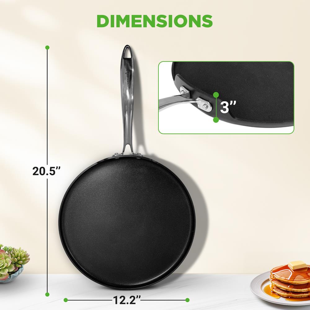 12" Nonstick Crepe Pan, Even Heating, Hard-Anodized