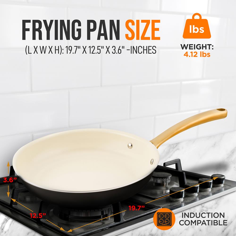 12" Non-Stick Frying Pan, Even Heat, Ceramic Coating