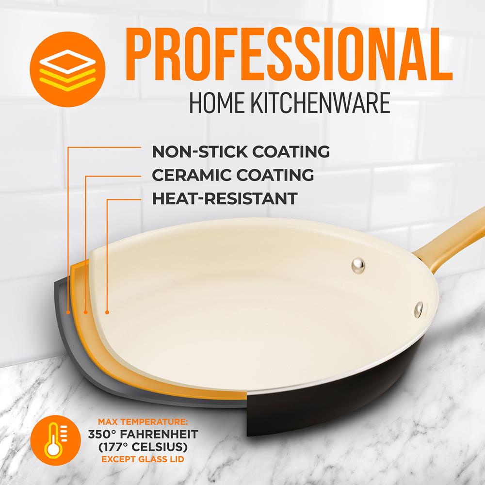 12" Non-Stick Frying Pan, Even Heat, Ceramic Coating