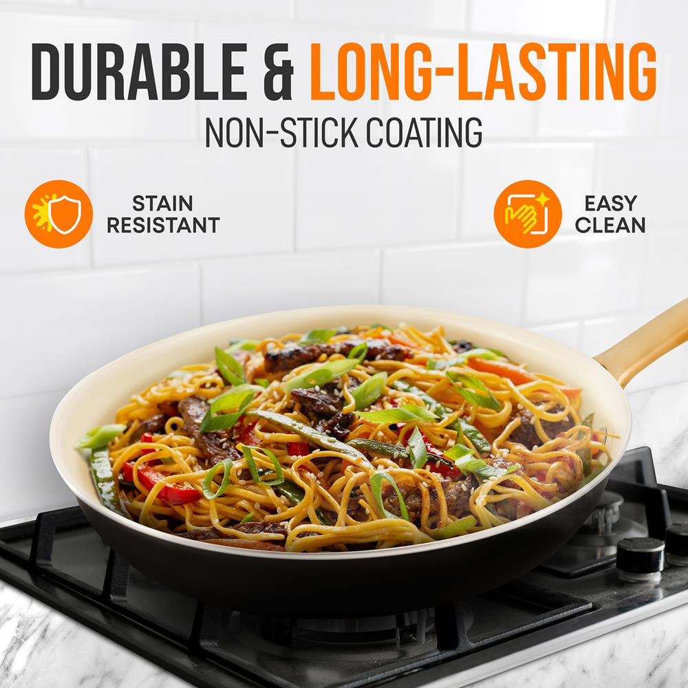 12" Non-Stick Frying Pan, Even Heat, Ceramic Coating