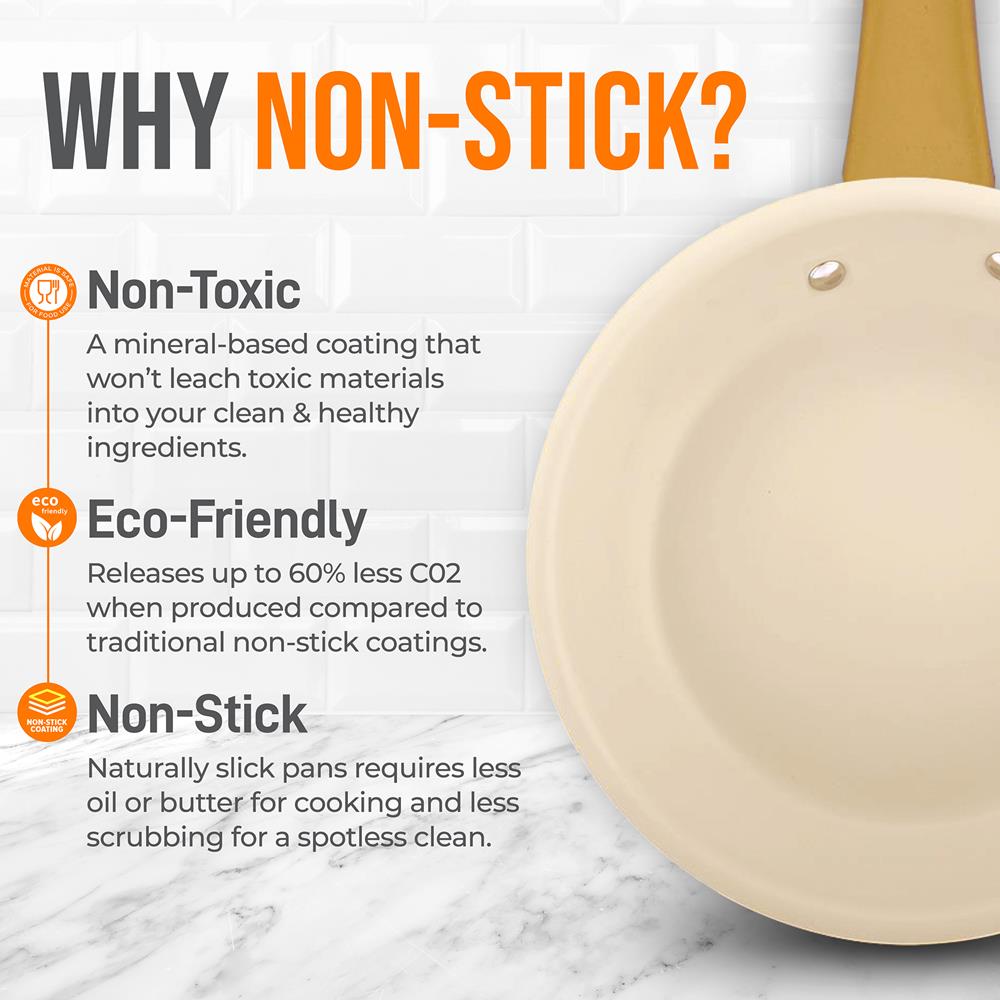 10" Non-Stick Frying Pan with Lid, Golden Titanium Handle