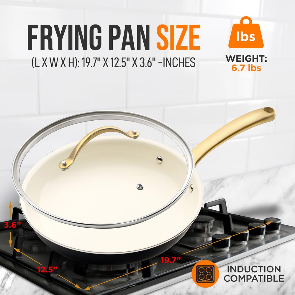 12" Non-Stick Frying Pan with Lid, Even Heat
