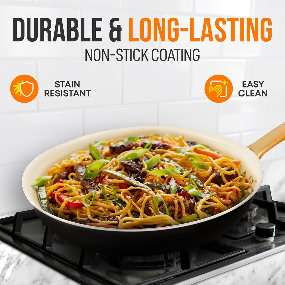 12" Non-Stick Frying Pan with Lid, Even Heat