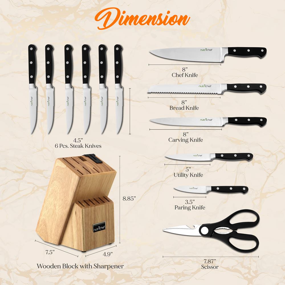 13-Piece Knife Set with Block, Precision German Steel