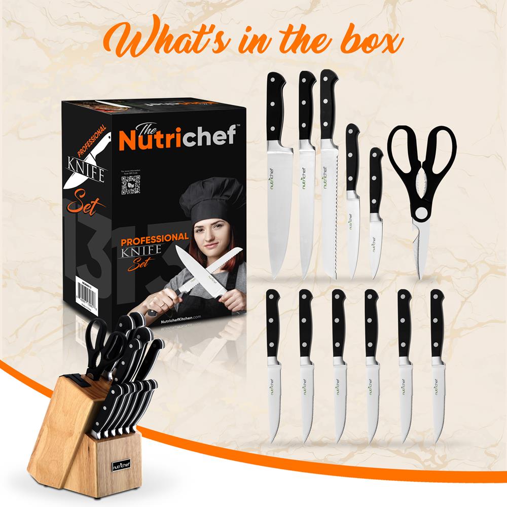 13-Piece Knife Set with Block, Precision German Steel