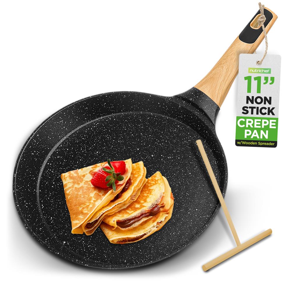 11" Non-Stick Crepe Pan, Easy Clean Marble Coating