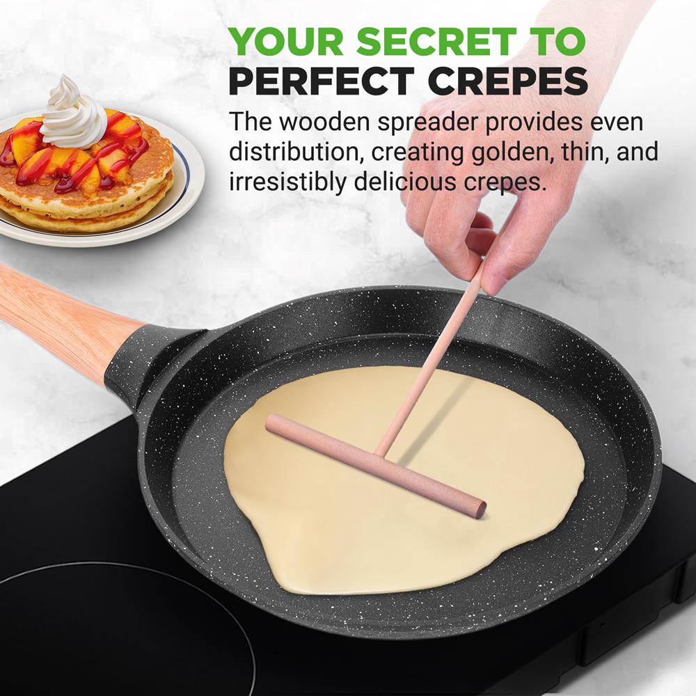 11" Non-Stick Crepe Pan, Easy Clean Marble Coating
