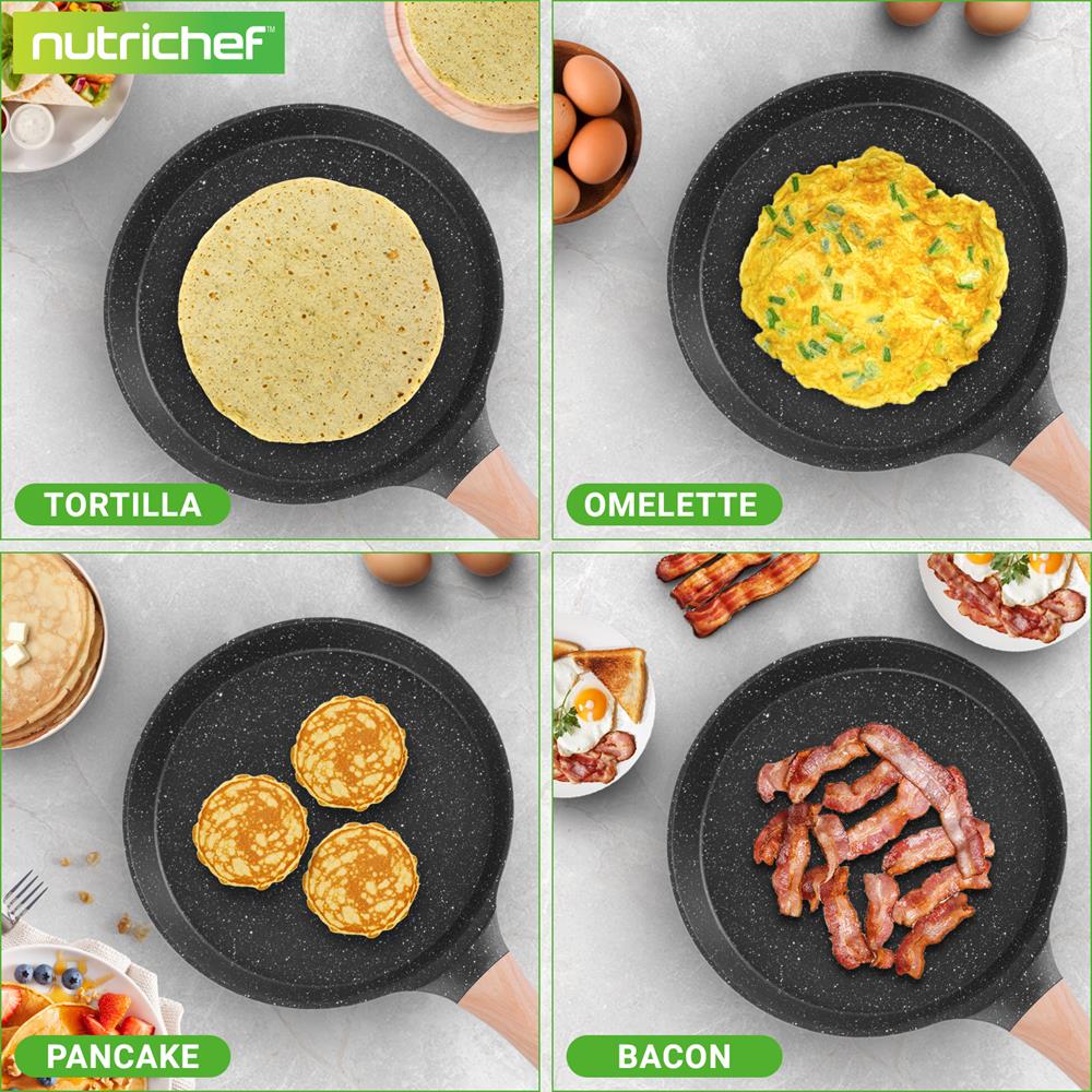 11" Non-Stick Crepe Pan, Easy Clean Marble Coating