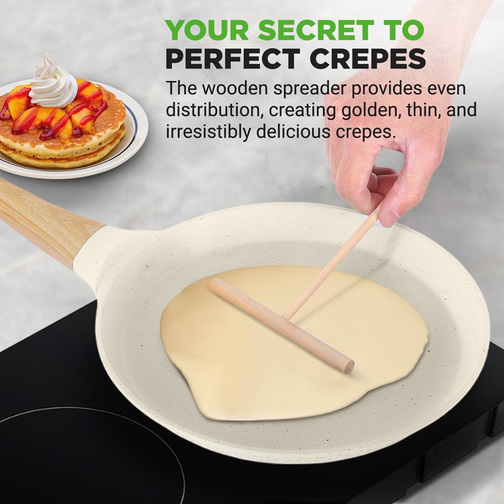 11" Non-Stick Crepe Pan, Easy Clean Marble Coating