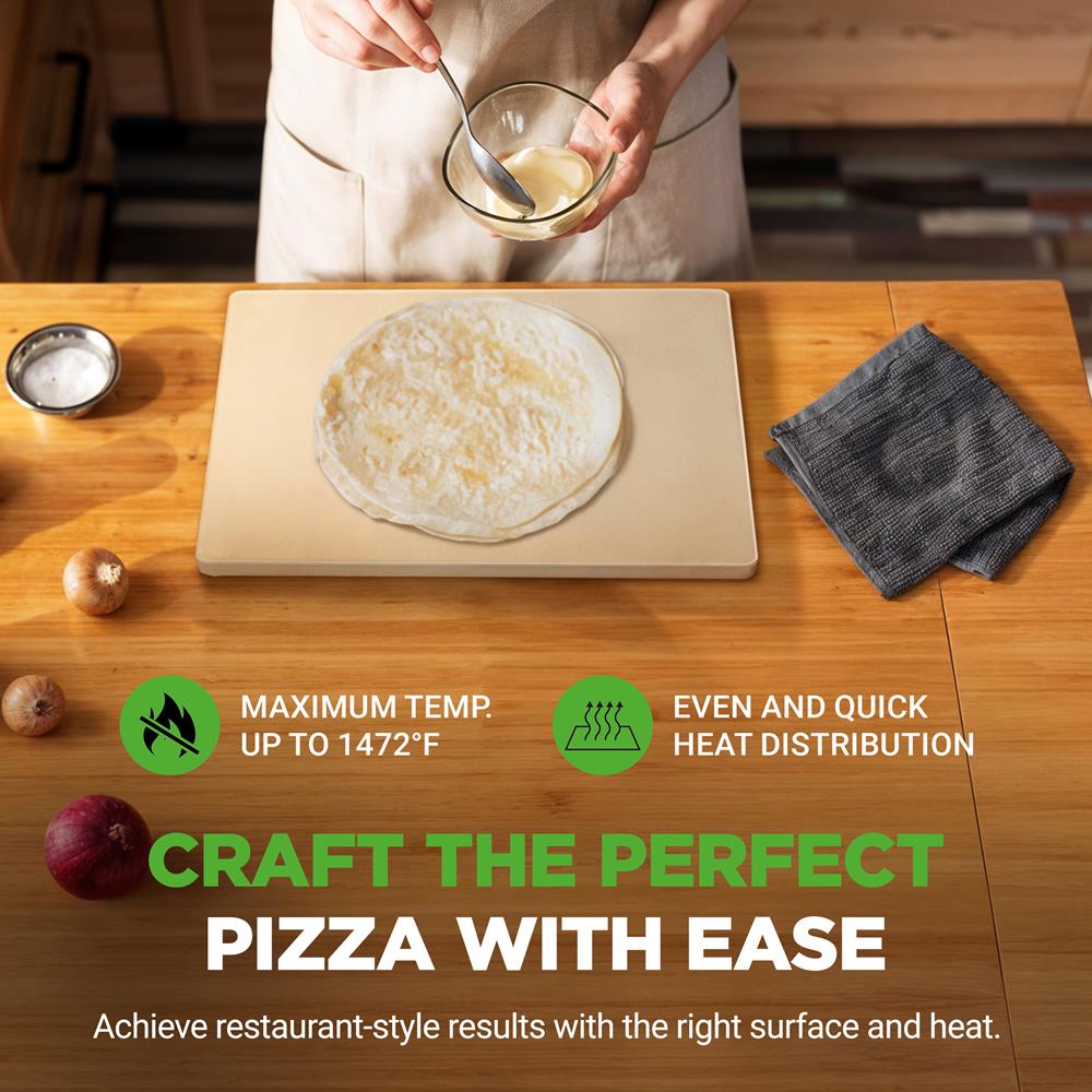 12.8" Pizza Stone for Even Heat, Thermal Shock Resistant