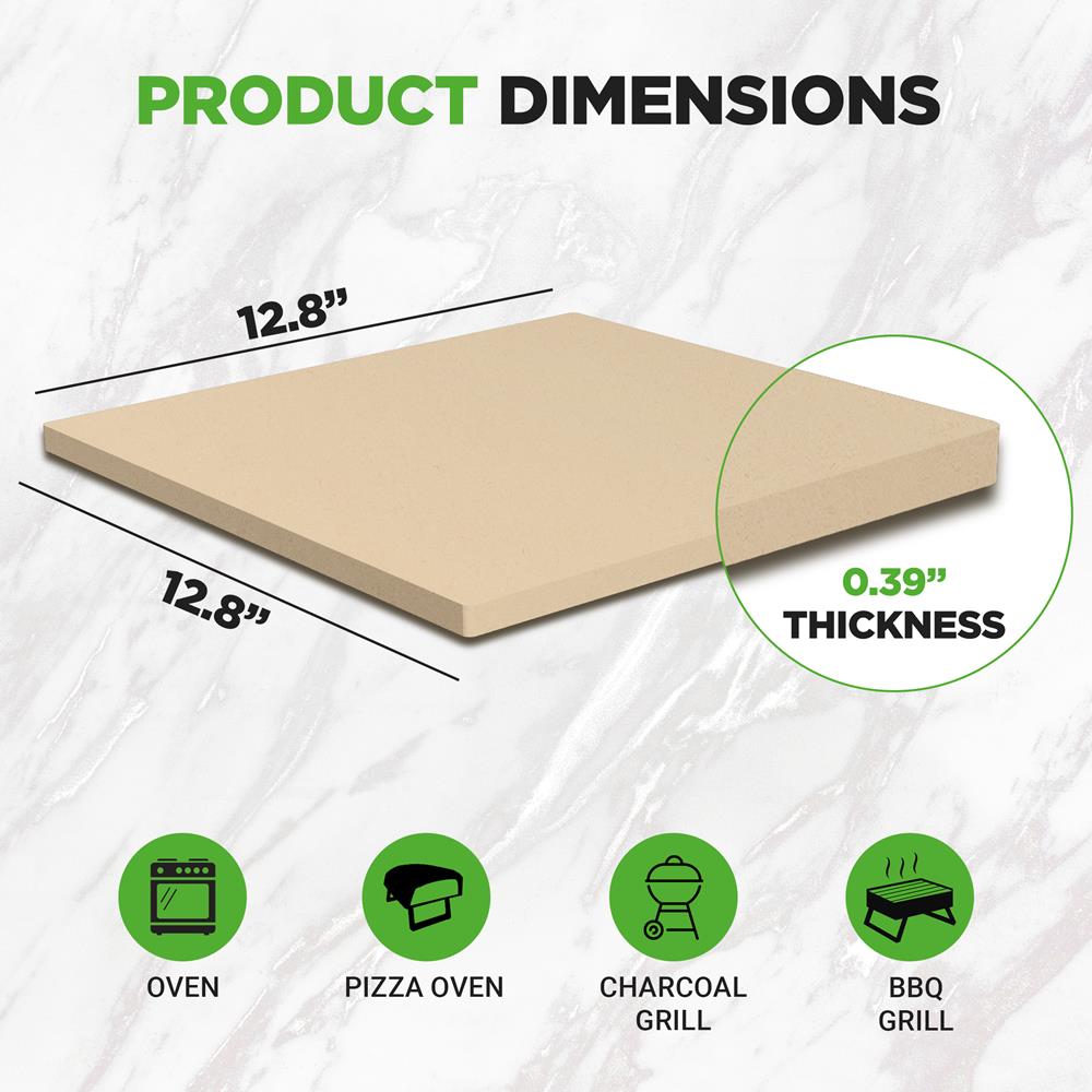12.8" Pizza Stone for Even Heat, Thermal Shock Resistant