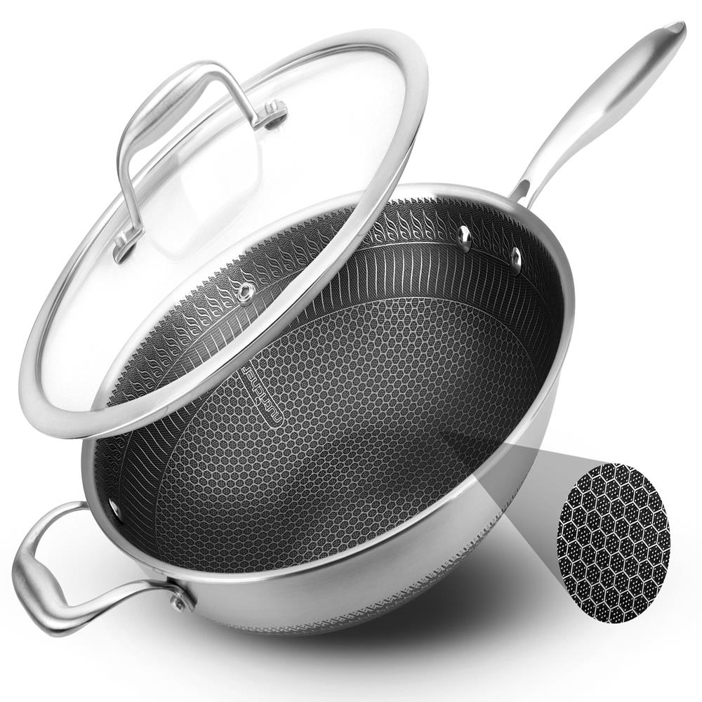 12" Stainless Steel Wok - Quick Heat, Non-Stick