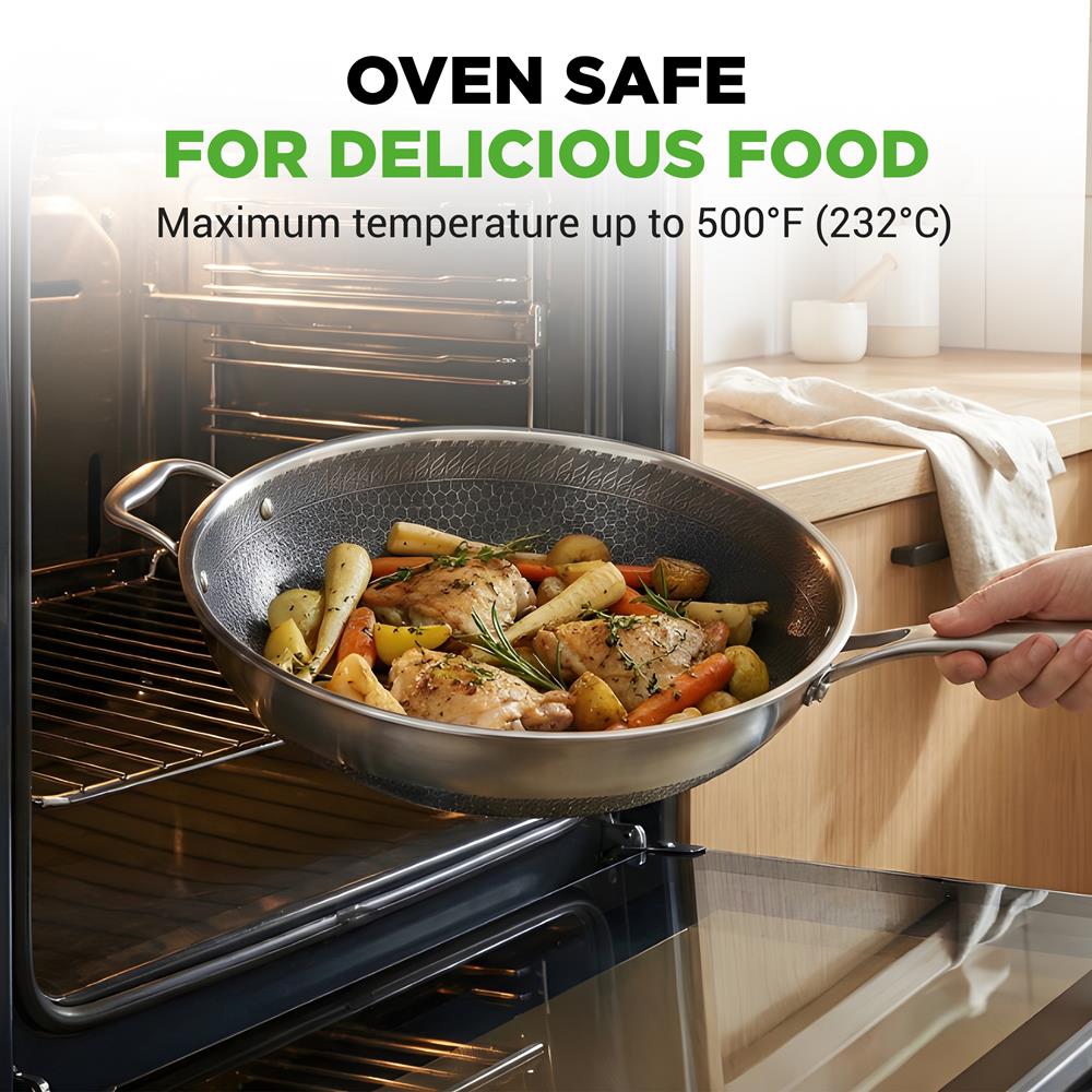 12" Stainless Steel Wok - Quick Heat, Non-Stick