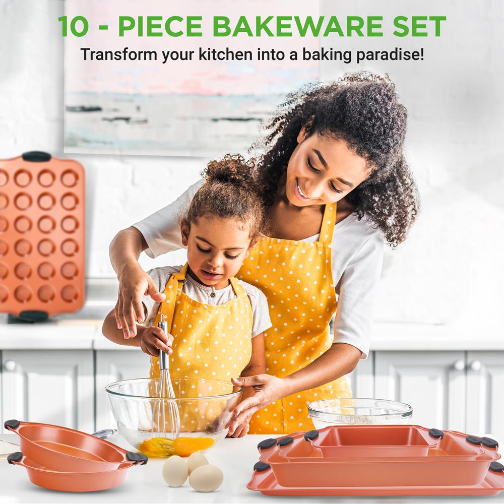 10-Piece Nonstick Bakeware Set, Even Heating, Carbon Steel