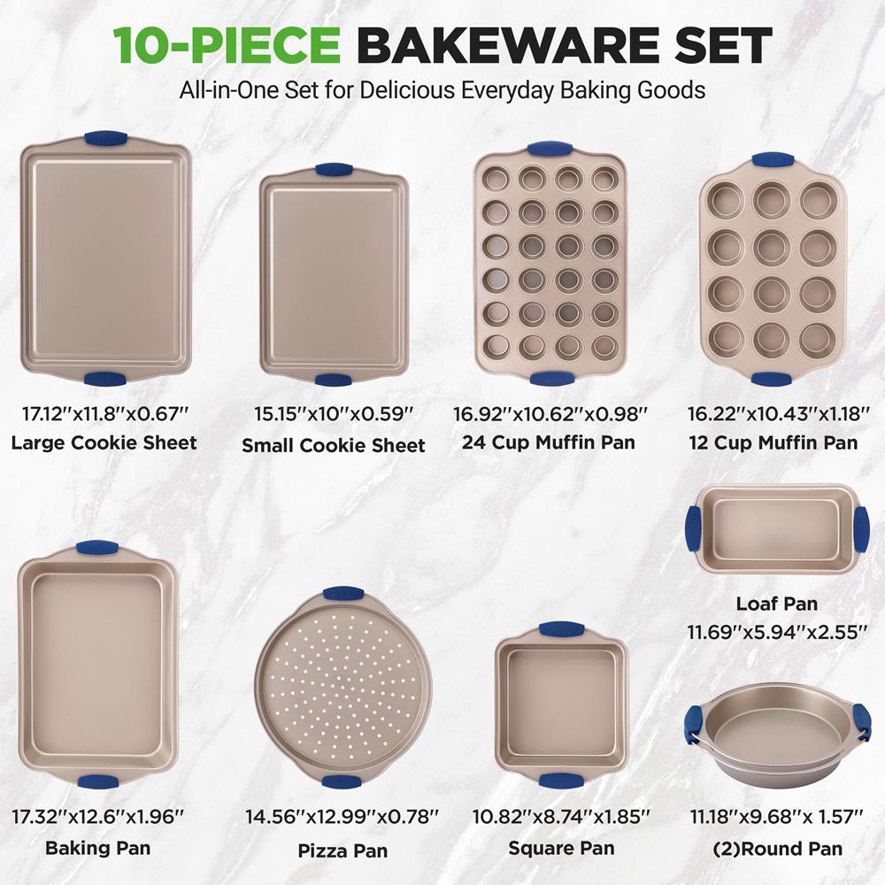 10-Piece Nonstick Bakeware Set - Easy Clean Carbon Steel