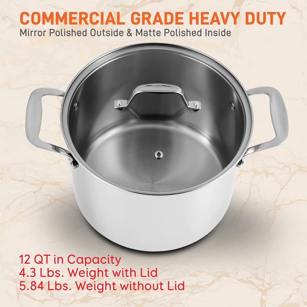 12-Quart Stock Pot, Even Heat, Stainless Steel