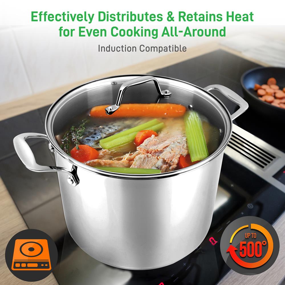 12-Quart Stock Pot, Even Heat, Stainless Steel