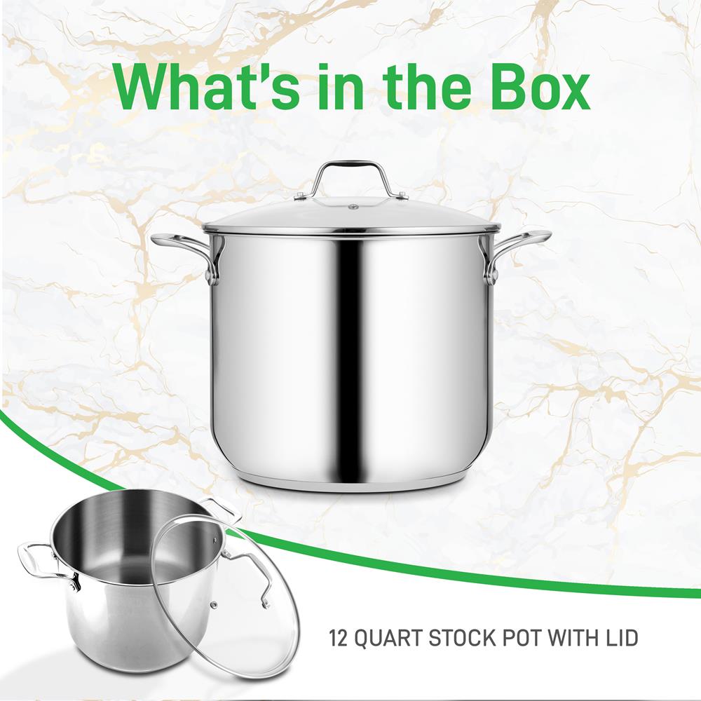 12-Quart Stock Pot, Even Heat, Stainless Steel