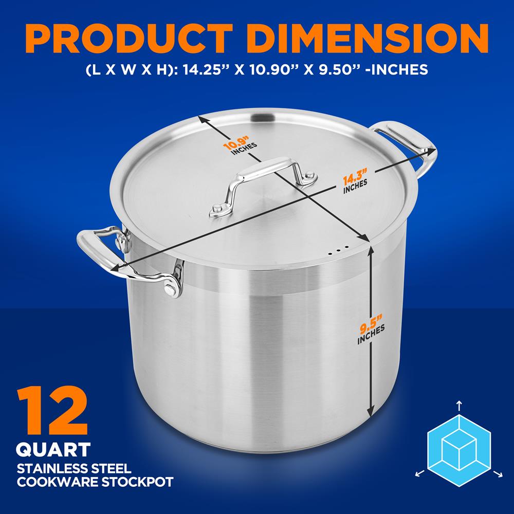 12-Quart Stockpot for Stew & Soup, Induction Compatible