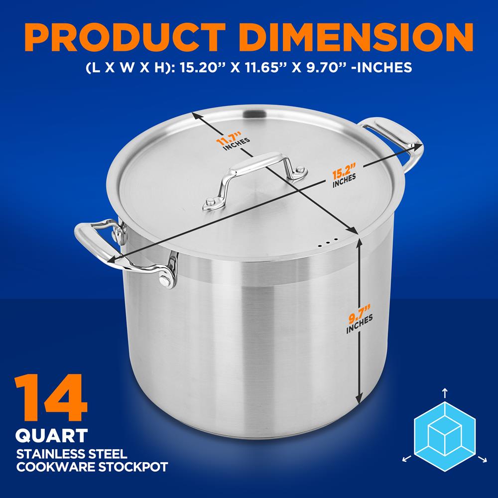 14 Qt Stock Pot - Even Heat, Induction Ready