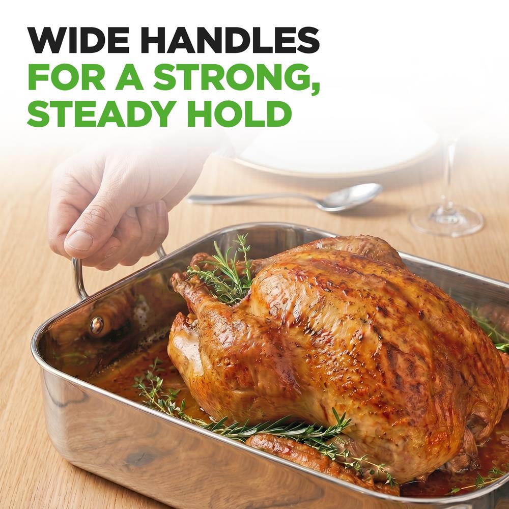 14" Stainless Steel Roasting Pan, Warp Resistant