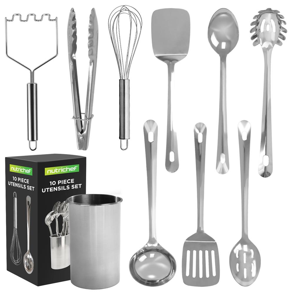 10 Pcs. Stainless Steel Kitchen Utensils Set with Holder