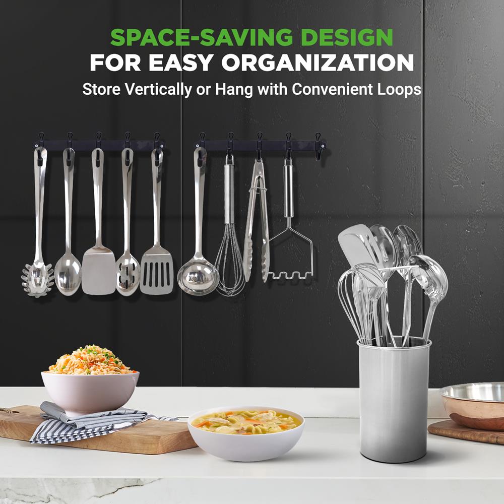 10 Pcs. Stainless Steel Kitchen Utensils Set with Holder