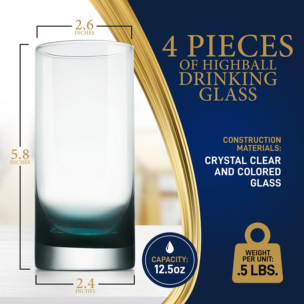 12.5oz Highball Glasses Set of 4