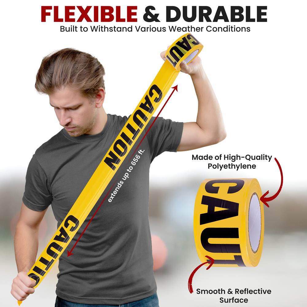 12-Piece Caution Tape Set, 656 Foot, High Visibility