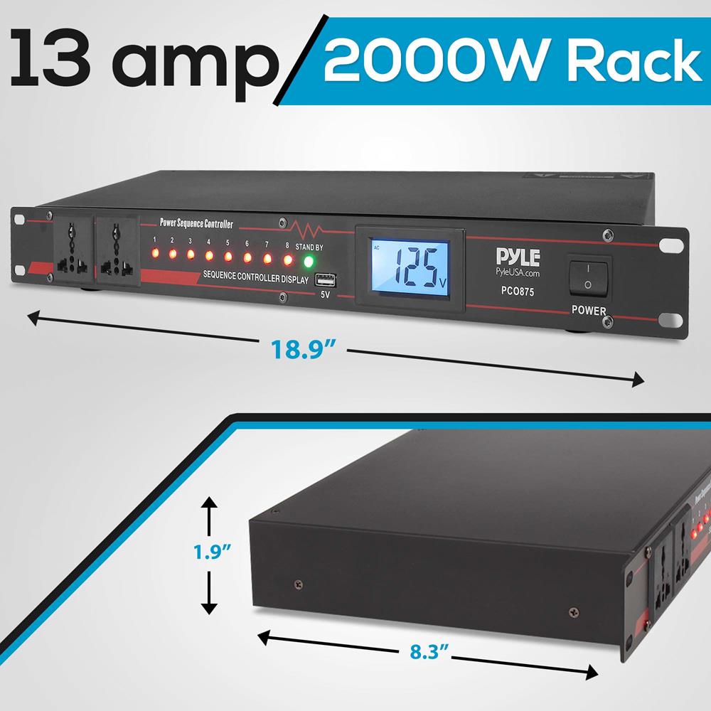 10 Outlet Power Sequencer Conditioner - 2000W, LCD Display