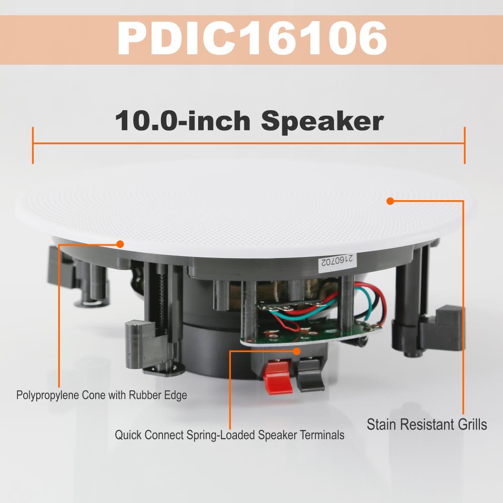 10" In-Wall/Ceiling Speakers 300W Stereo Sound