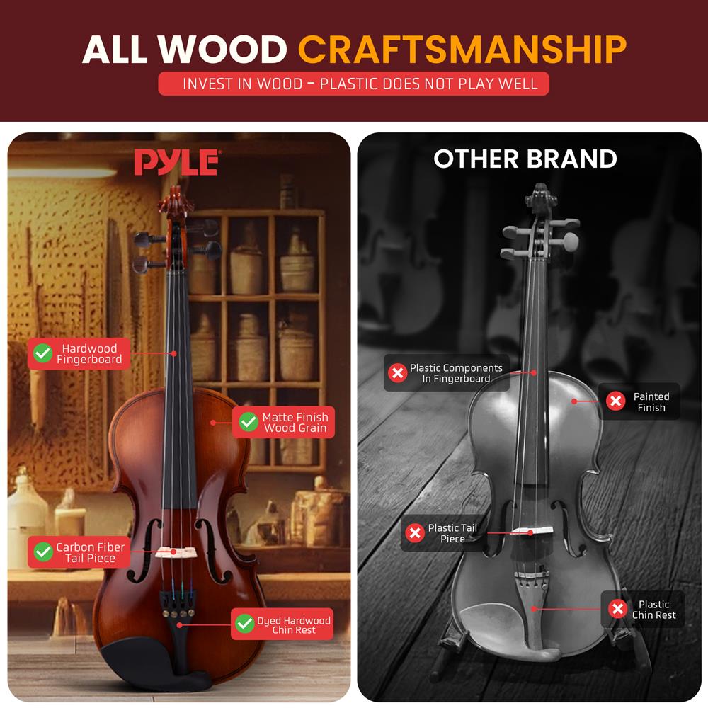 1/4 Size Violin Starter Kit, Ready to Play, Plywood Body