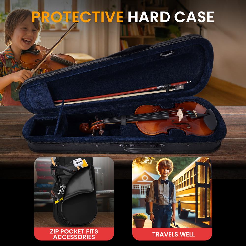1/4 Size Violin Starter Kit, Ready to Play, Plywood Body