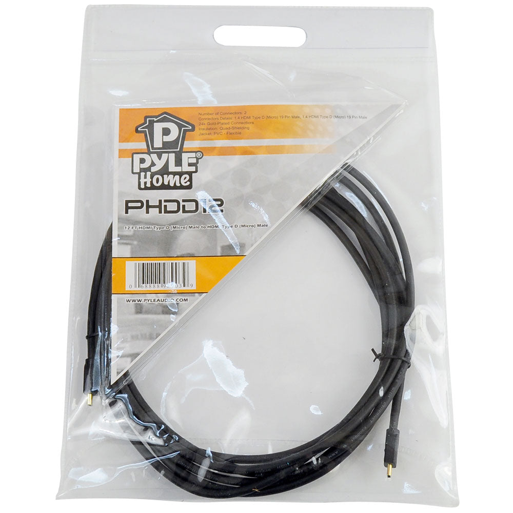 12 Ft Hdmi Type D (Micro) Male To Hdmi Type A