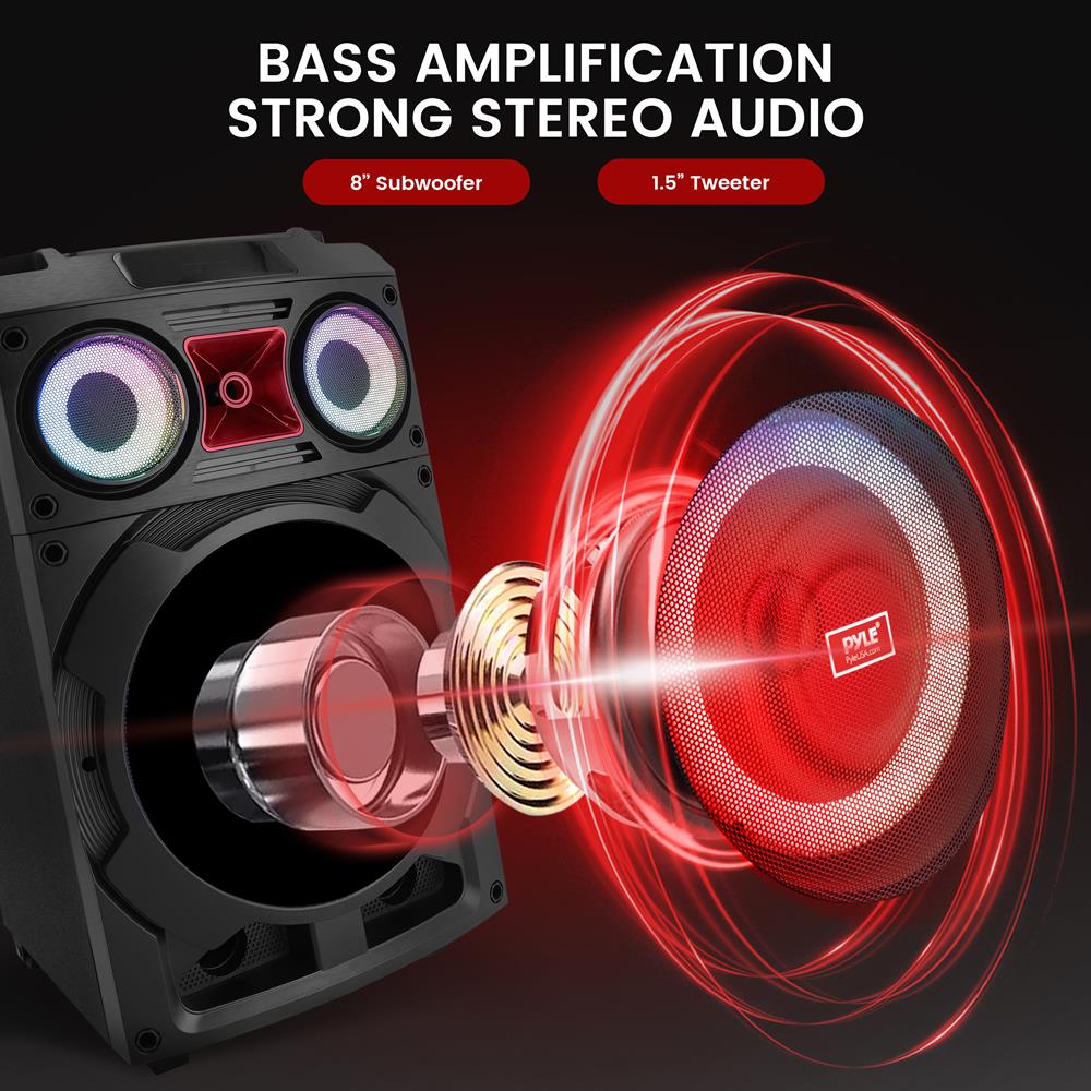 10" Portable Bluetooth PA Speaker 800W Rechargeable LED