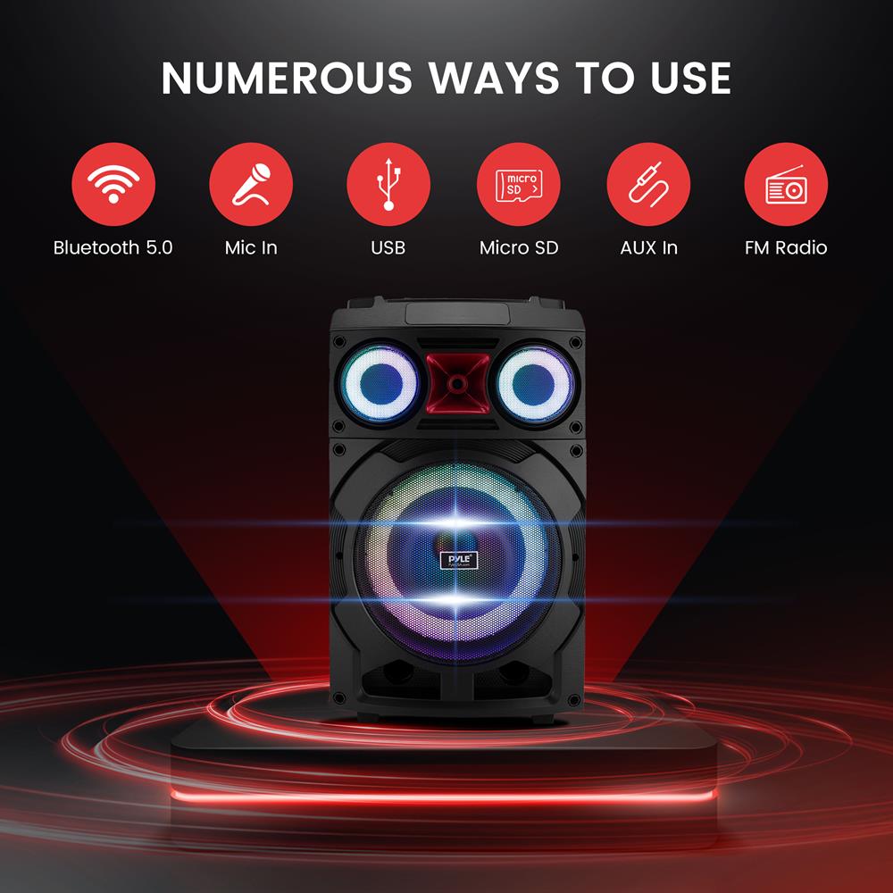 10" Portable Bluetooth PA Speaker 800W Rechargeable LED
