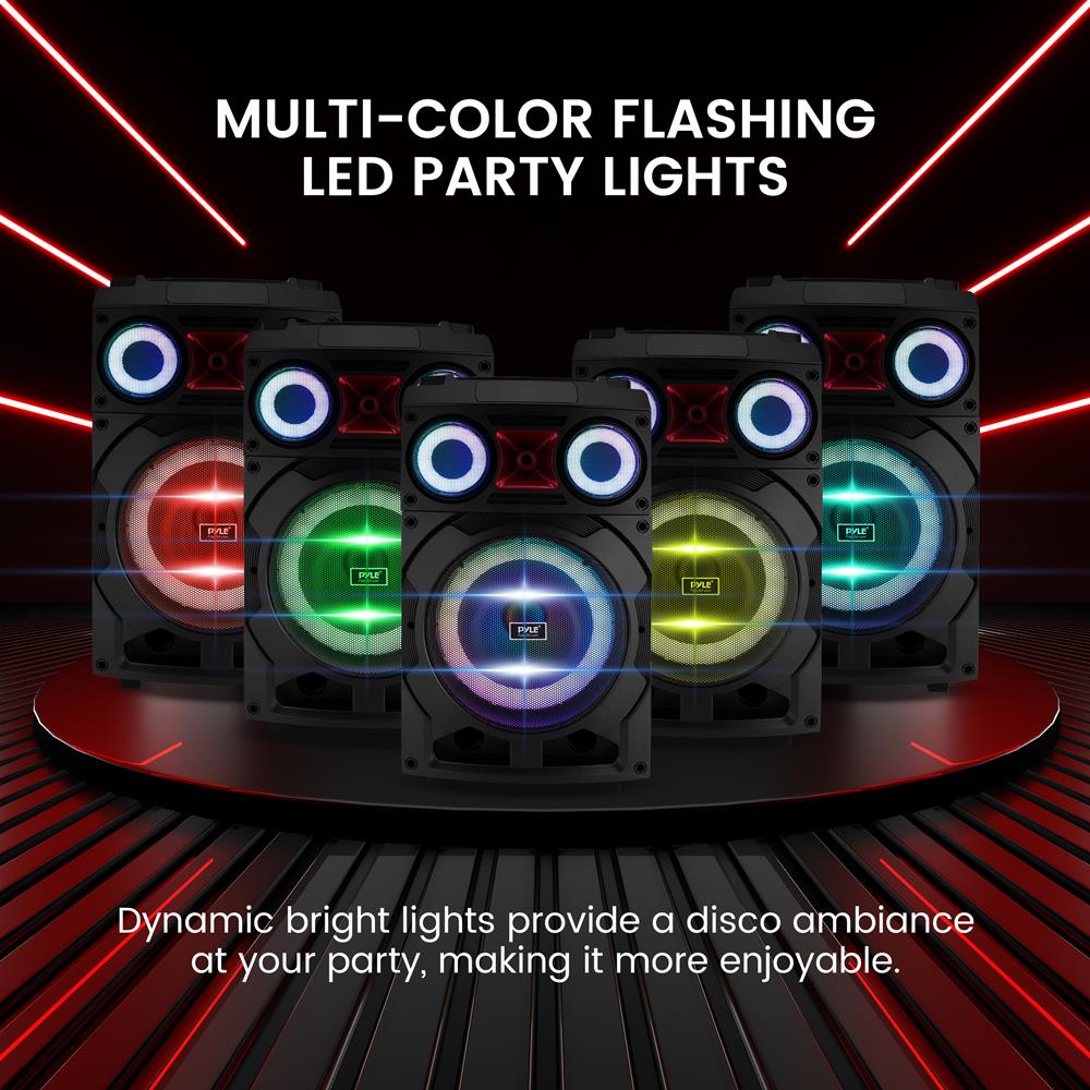 10" Portable Bluetooth PA Speaker 800W Rechargeable LED