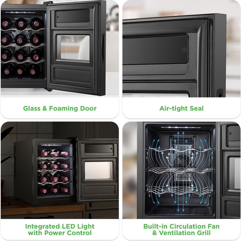 12 Bottle Wine Cooler, Adjustable Temp