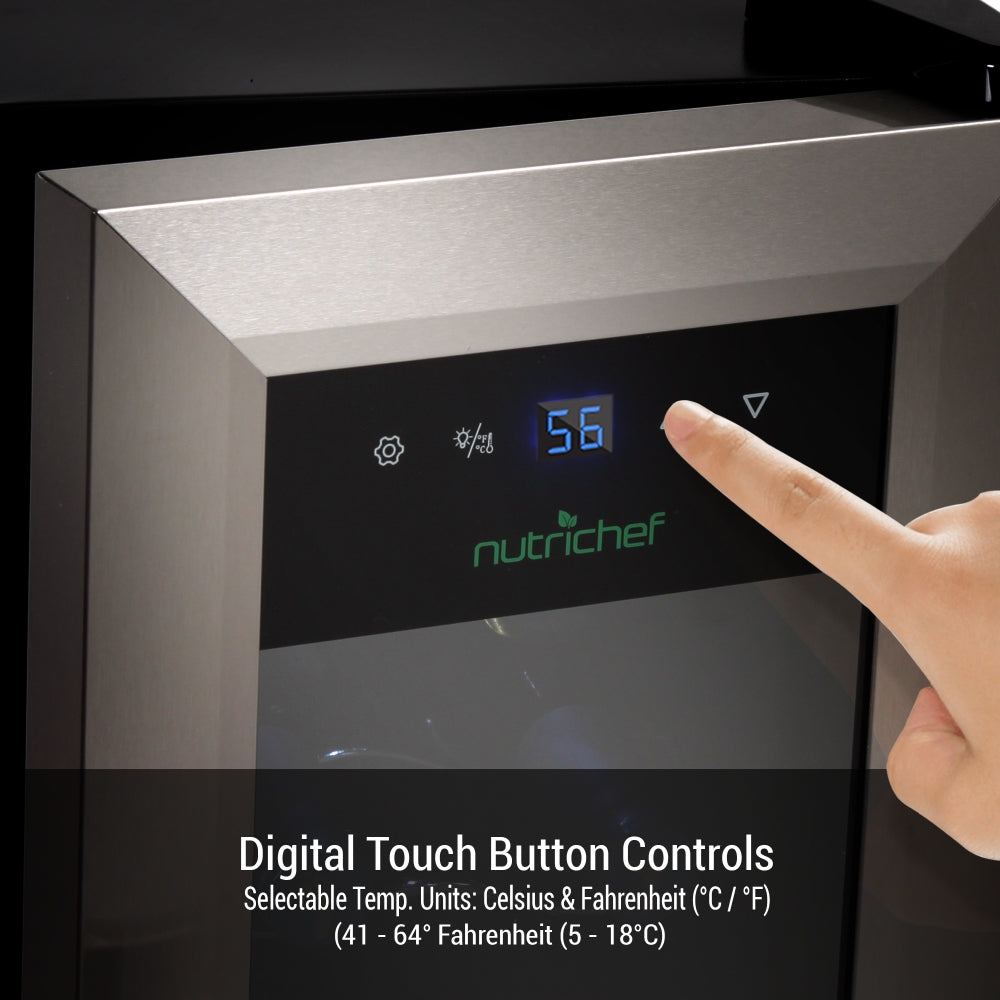 12 Bottle Wine Cooler, Compact Fridge, Digital Control
