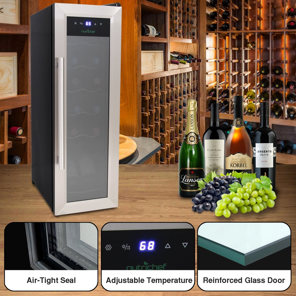 12 Bottle Wine Cooler, Compact Fridge, Digital Control