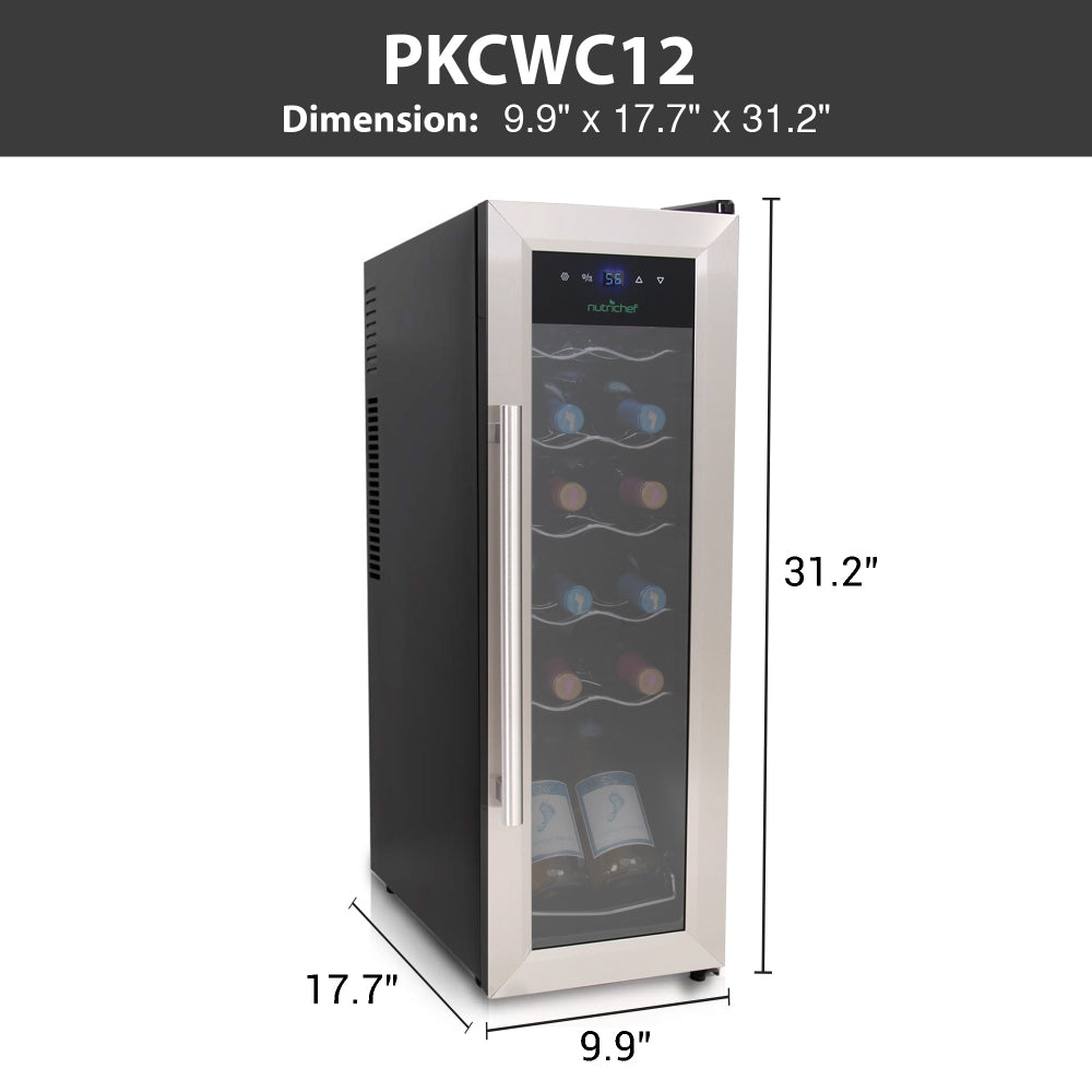 12 Bottle Wine Cooler, Compact Fridge, Digital Control