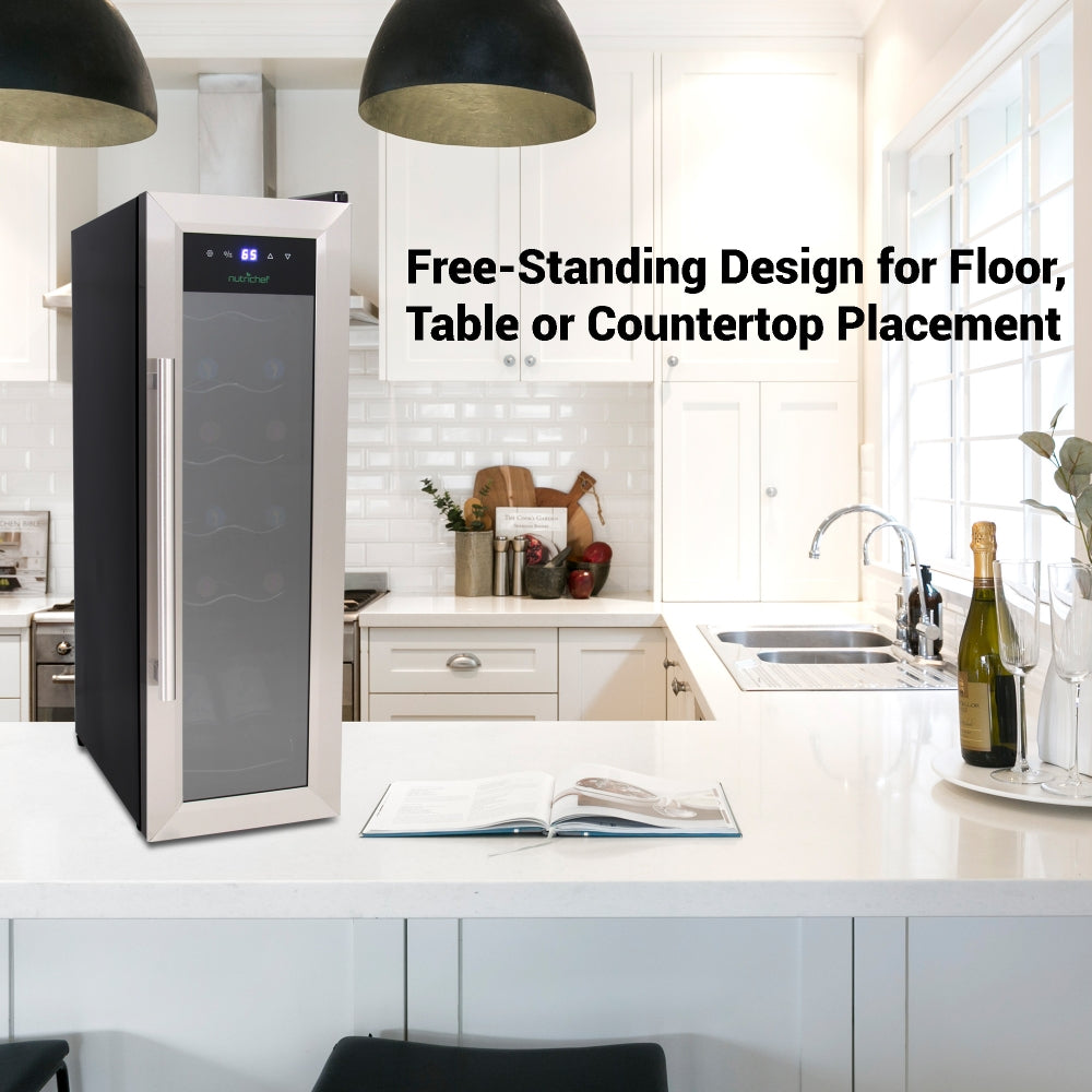 12 Bottle Wine Cooler, Compact Fridge, Digital Control