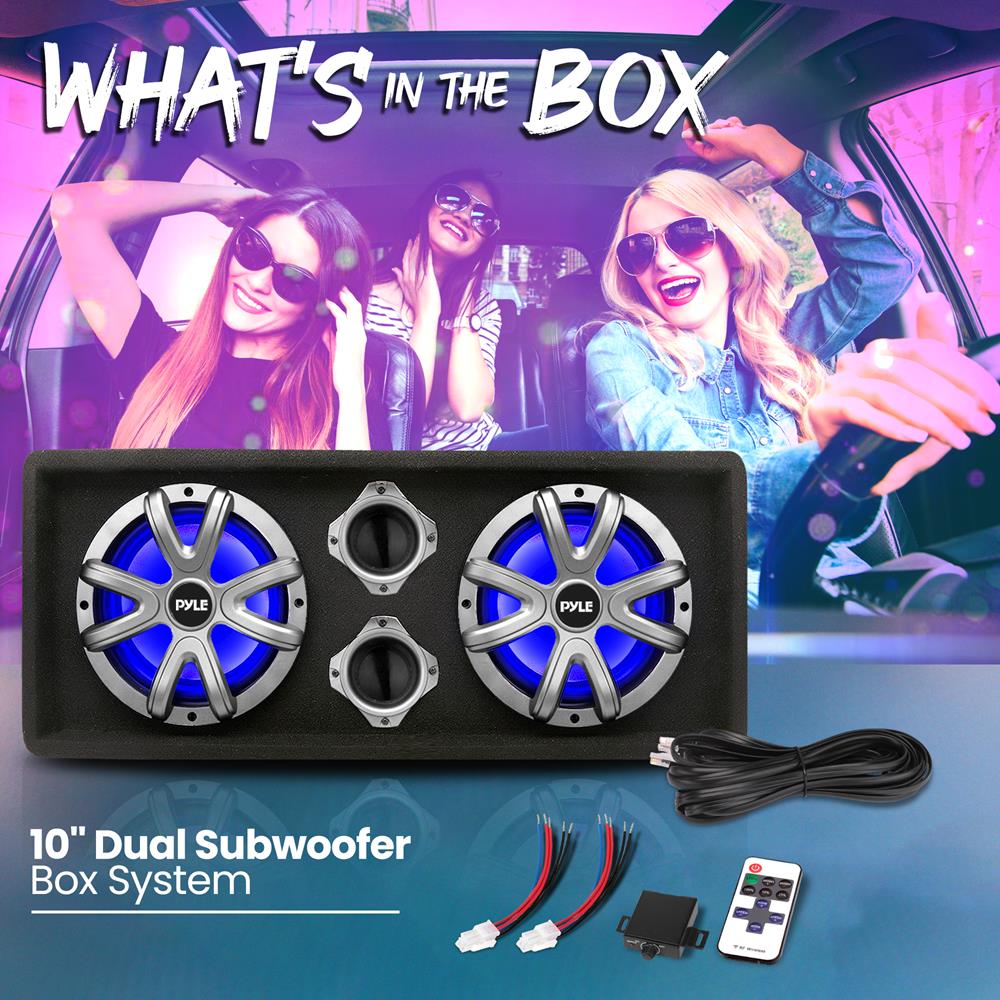 10" Dual Bass Subwoofer Box, 500W, LED Lights