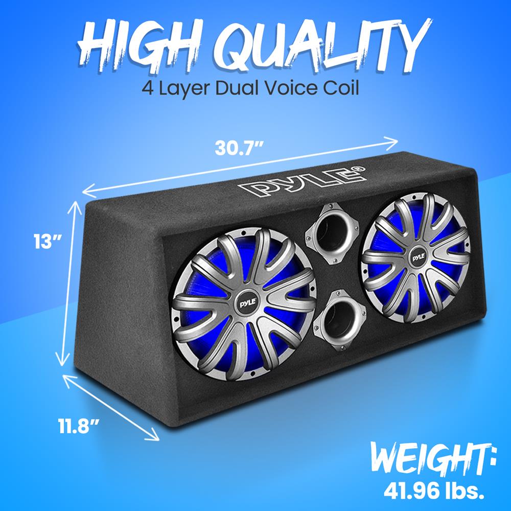 10" Dual Bass Subwoofer Box, 500W, LED Lights