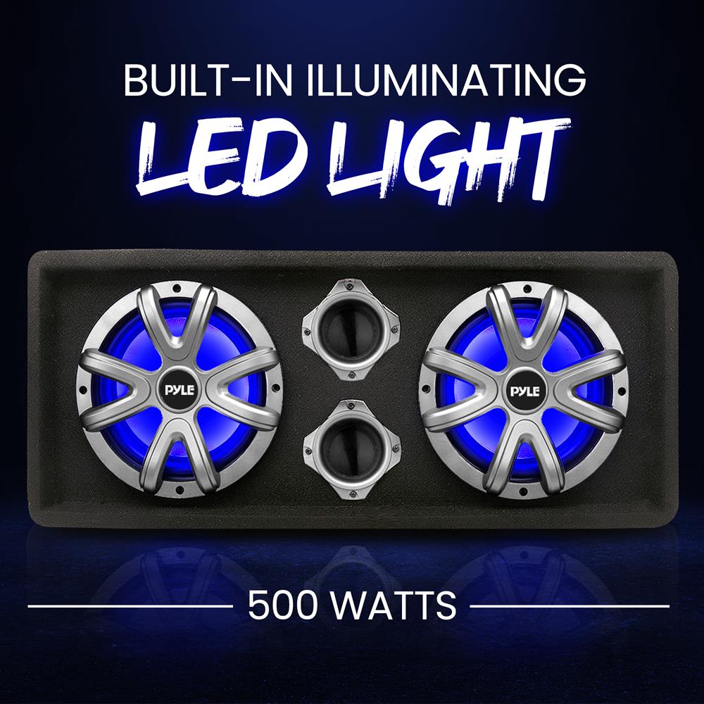 10" Dual Bass Subwoofer Box, 500W, LED Lights