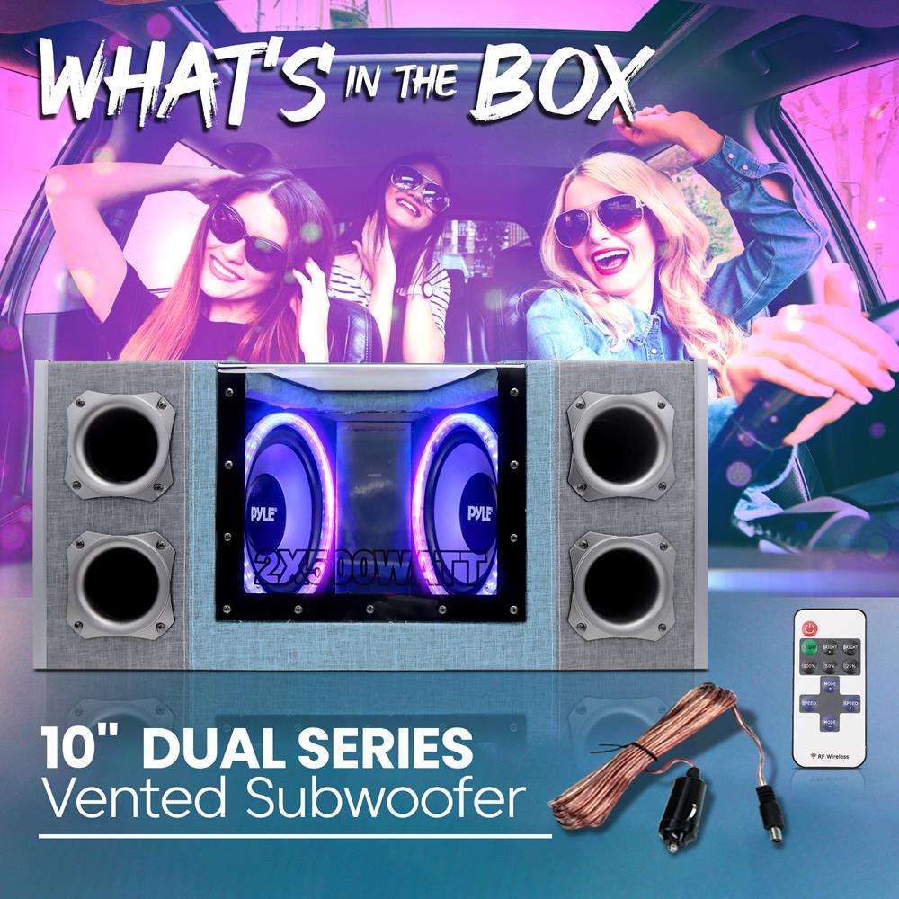 10" Dual Subwoofer Enclosure, High Power, Silver Cone