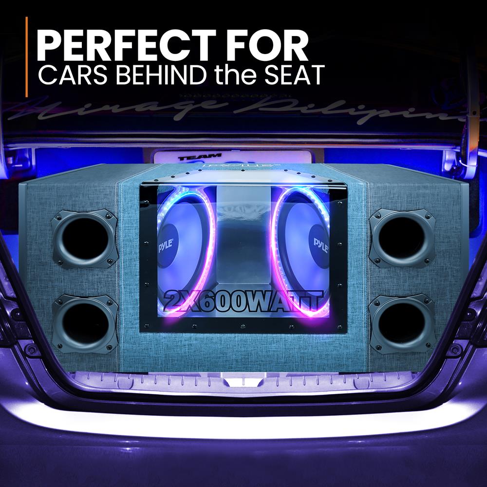 12" Dual Subwoofer Enclosure, High Power, Silver Cone