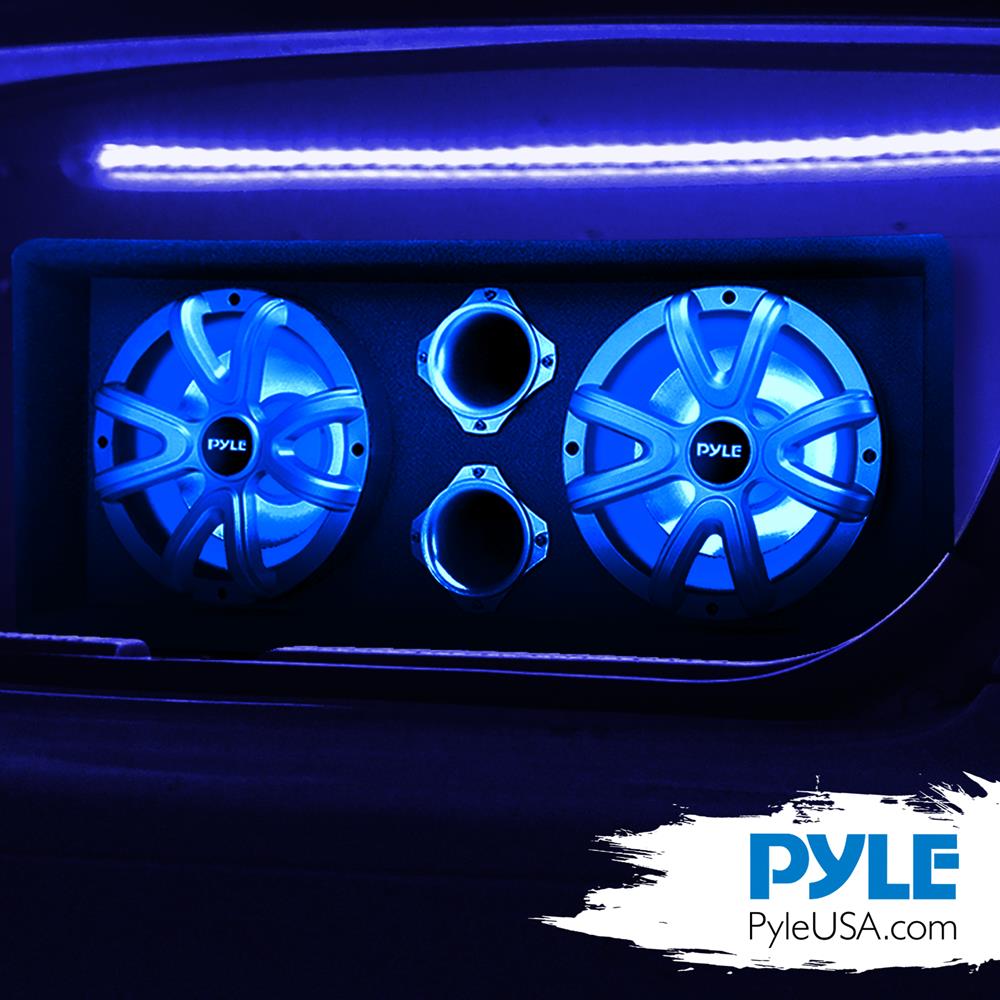 12" Dual Car Subwoofer Box, 600W, LED Lights, Silver Cone