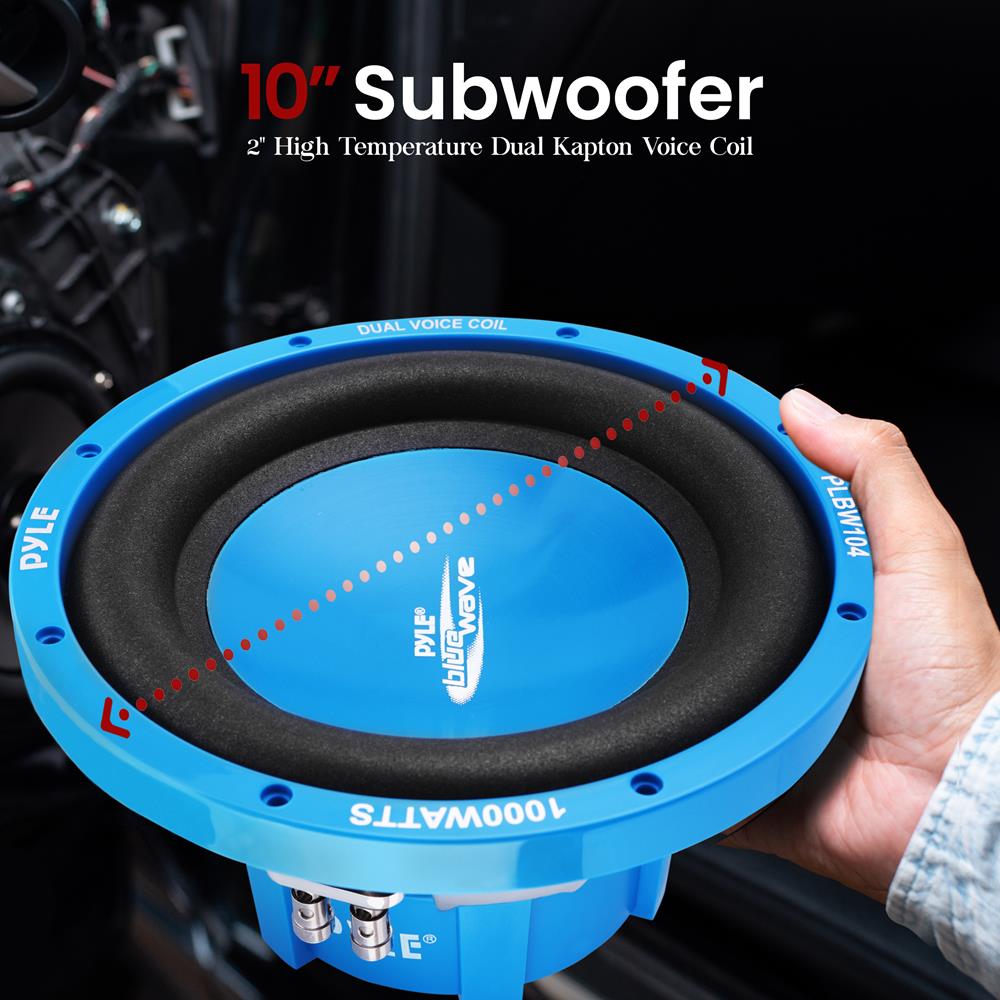 10" Car Subwoofer 1000W Power Dual Voice Coil Blue Cone