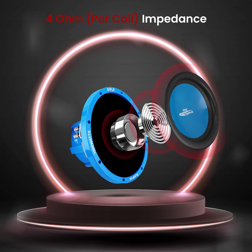 10" Car Subwoofer 1000W Power Dual Voice Coil Blue Cone